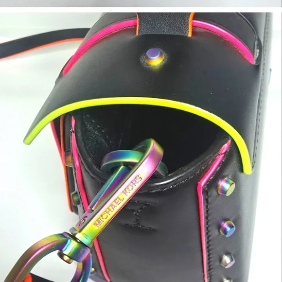 Michael Kors Black Satchel Bag with Neon Highlights - Picture 6 of 7